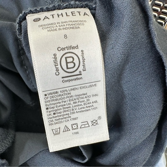 Athleta Womens Voyager Linen Shorts 8 Granite Blue Lightweight Adjustable Waist - Picture 11 of 12